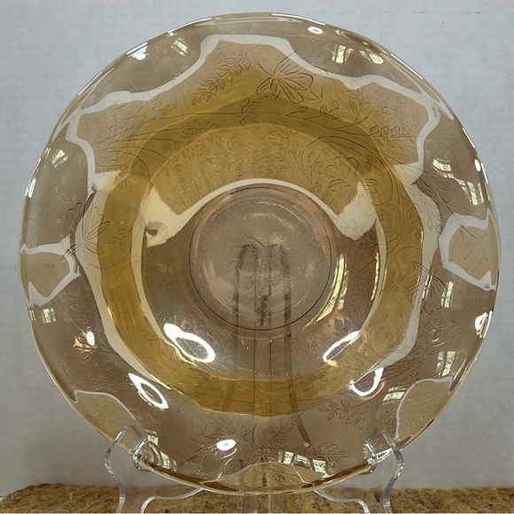 Vintage Jeannette Floragold Louisa Iridescent Bowl Marigold Depression Glass - Picture 1 of 7